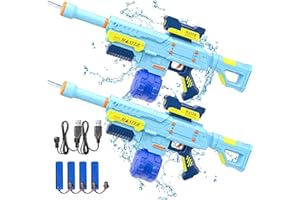 OKKIDY 2Pack Electric Water Guns for Adults Kids, Automatic Electric Water Gun - 650CC/32 FT, Powerful Water Gun Battery Powered, Pool Beach Outdoor Party Toys Kids Ages 6+, with 4 Rechargeable Batteries