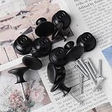 kuou 12 Pcs 30mm Black Matted Round Cabinet Knobs with 12 Screws Included view 4