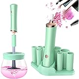 Senbowe Upgraded Makeup Brush Cleaner and Dryer Machine, Electric Cosmetic Automatic Brush Spinner with 8 Size Rubber Collars