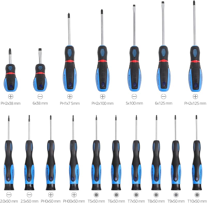 Set di cacciaviti di precisione, a taglio, a croce, Torx, confezione da 58 pezzi, Nero