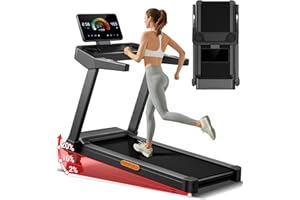 UMAY Fitness Home Folding Incline Treadmill with Pulse Sensors, 3.0 HP Quiet Brushless, 300 lbs Capacity (Black or Gray)