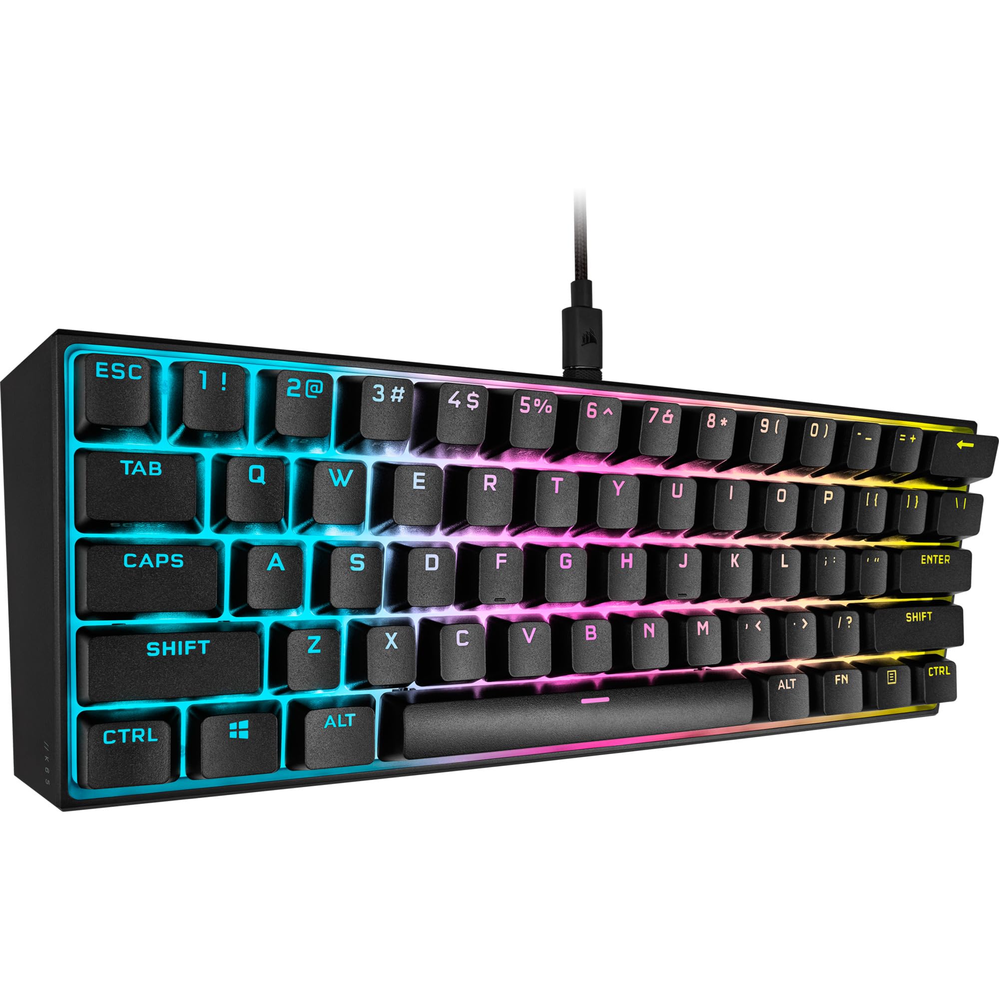 Corsair K65 RGB MINI 60% Mechanische Gaming-Tastatur (Anpassbare RGB-Beleuchtung einzelner Tasten, CHERRY MX SPEED-Tasten, PBT-Double-Shot-Tastenkappen, AXON-Technologie) QWERTZ, Schwarz 6