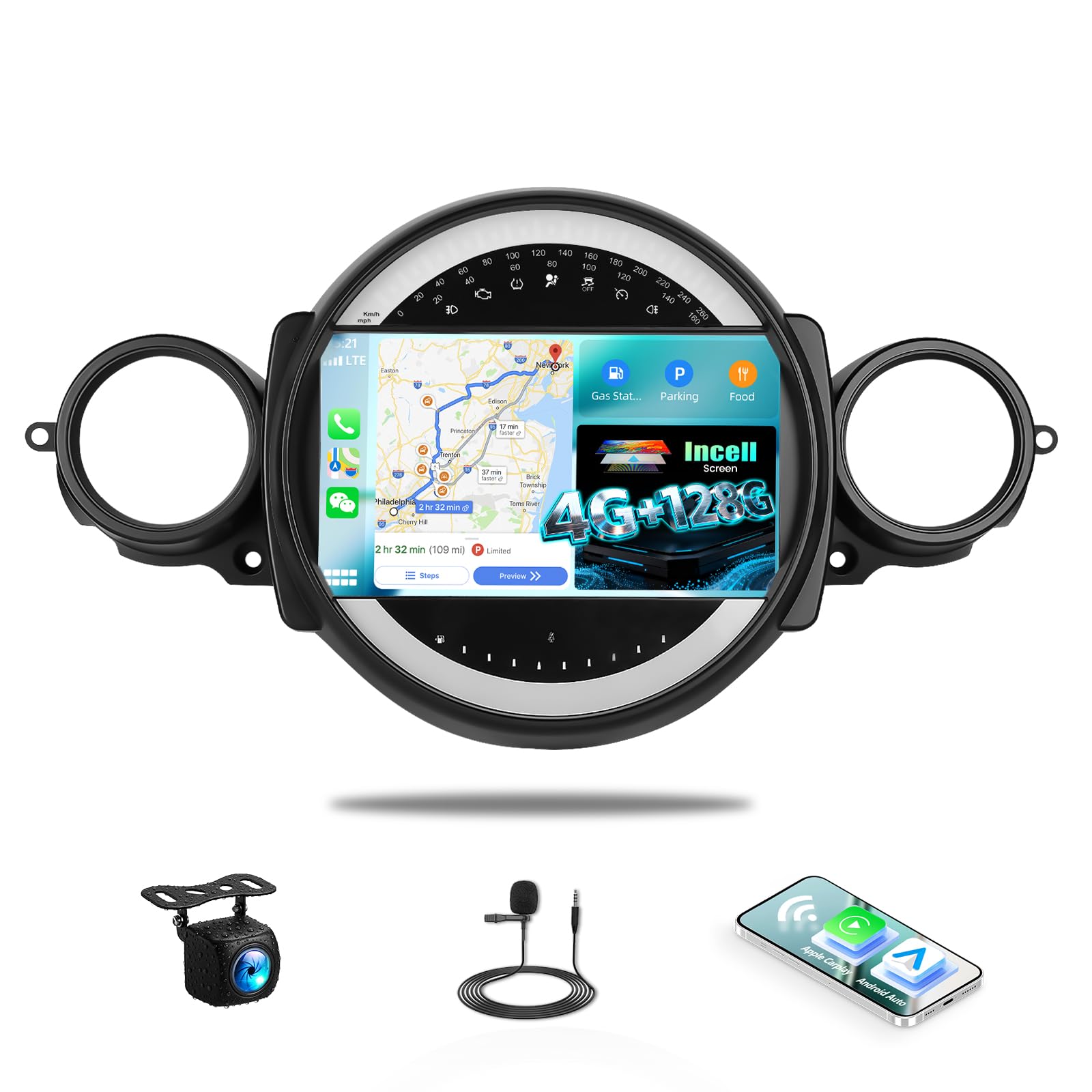 Photo 1 of SIXWIN 4G+128G Andriod Car Radio for BMW Mini Clubman R55 / Mini Cooper R56 2007-2013 with CarPlay Android Auto 9 Inch Incell Touch Screen with GPS Navigation WiFi Backup Camera Mic