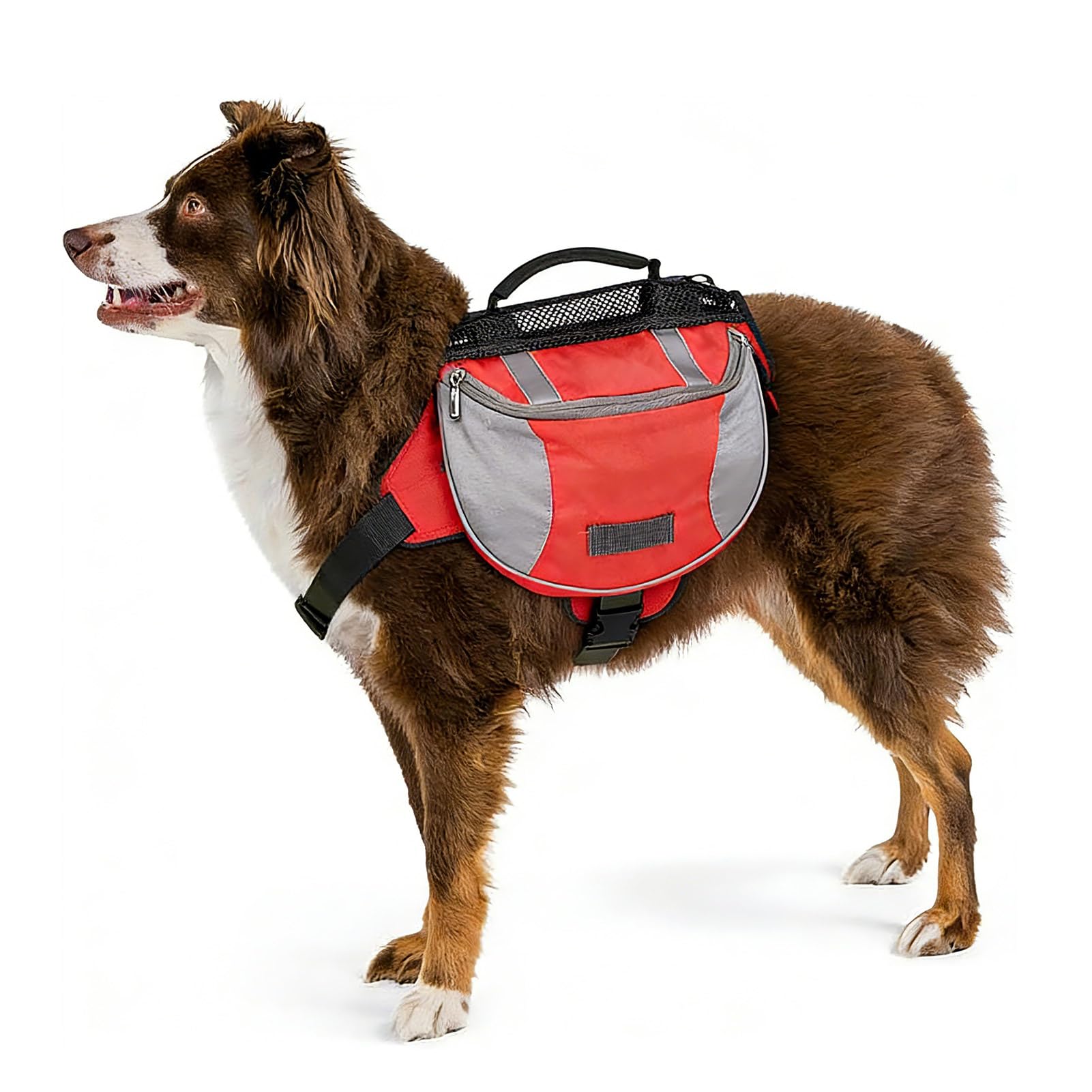 Cyrank Dog Hiking Backpack, Outdoors Dog Backpack, Harness Dog Hound Saddle Bag for Large Dog with Side Pockets & Adjustable Strap for Small Medium Large Dogs(S-Red)
