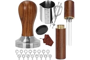 Y-Step 23 PCS Coffee Tamper Set, Espresso Accessories Kit Barista Kit, with Espresso Tamper 51mm, Coffee Stirrer, Frothing Pitcher, Tamper Mat, Latte Art Pen, Sandalwood Tamper for Espresso Machine