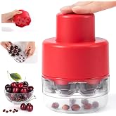 SCHVUBENR 7-IN-1 Large Cherry Pitter Tool - Portable Cherry Corer Pitter with Ergonomic Push Design - Easy to Use for Making Cherry Jam - Pit 7 Cherries at Once, Saving Time &amp; Effort - Red