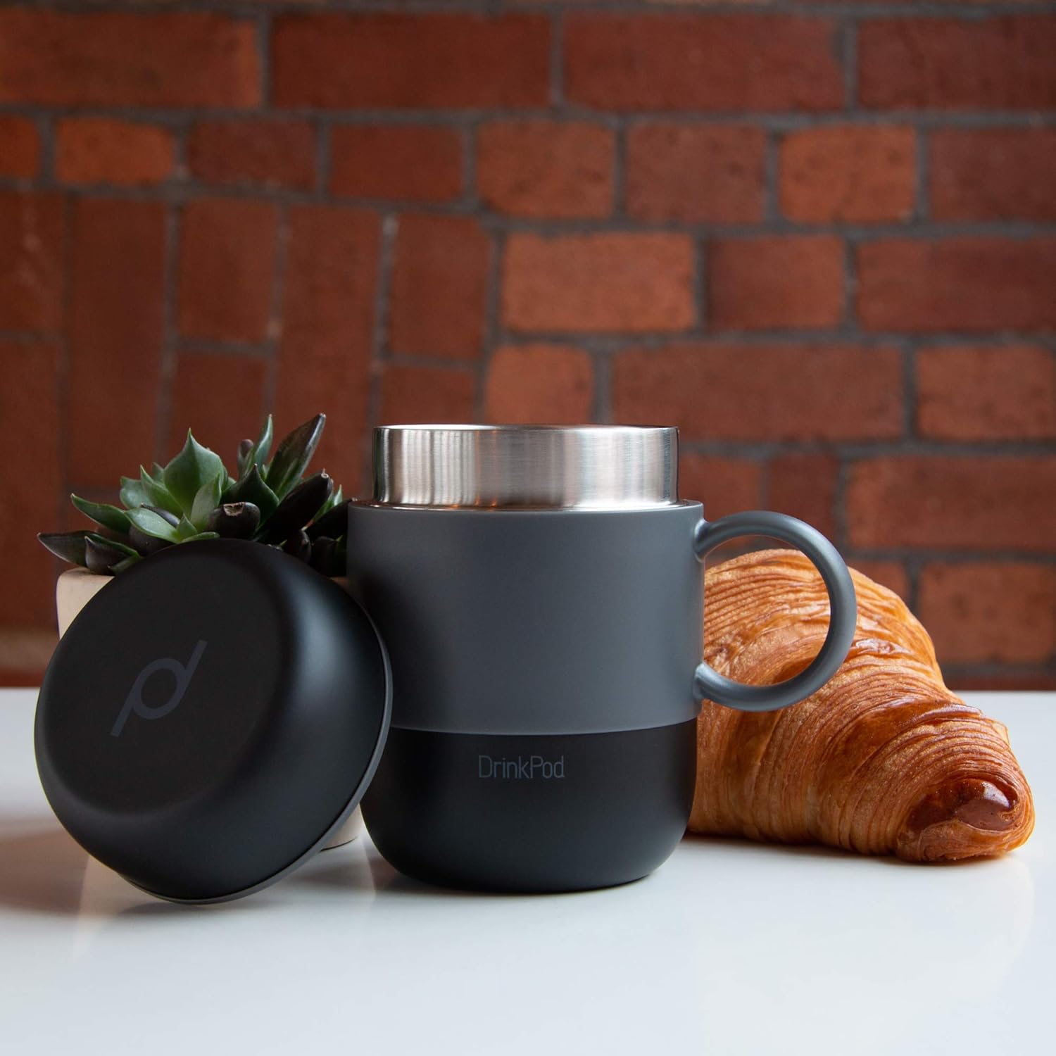 Drink Pod Vacuum Insulated Travel Mug, Stainless Steel, 280ml, Black - Image 4