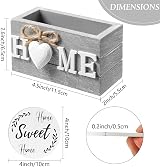 Queekay Coasters Set of 6 with Holder White Gray 4 inch Wood Farmhouse view 2