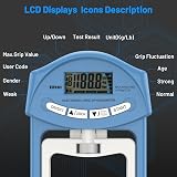 Kcnoss Hand Dynamometer 90kg 200lbs Grip Strength Tester LCD 19 Records view 4