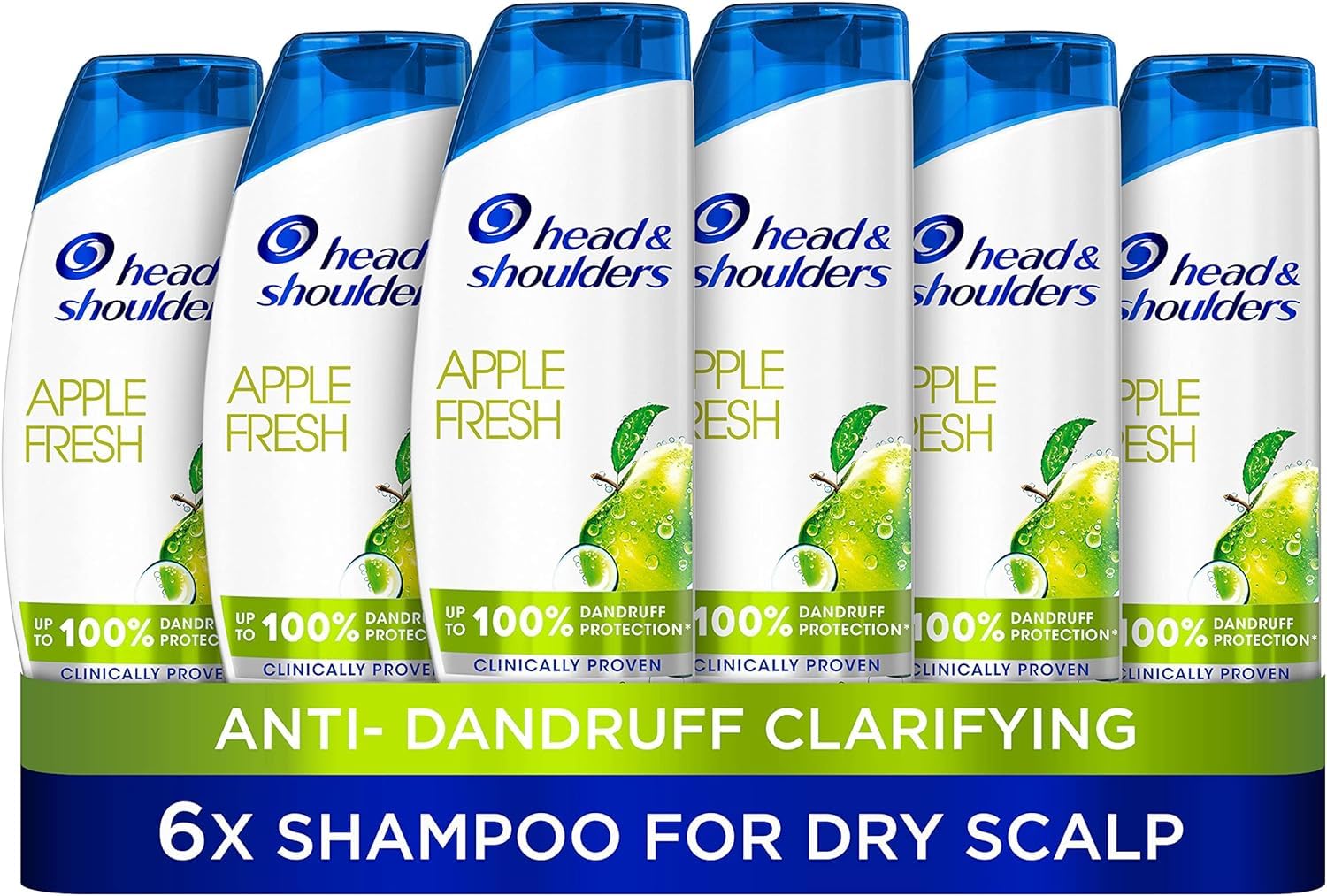 Head & Shoulders Apple Fresh Anti Dandruff Shampoo for Daily Use. Pack of 6x 250ml. Up to 100% Dandruff Protection, Clinically Proven. For Any Hair and Scalp Type. Fresh Clean Feeling With Apple Scent