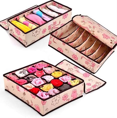 Amazon 和と風 収納ケース ３種 セット 衣類 下着 靴下 タオル など 折りたたみ可 女性と花 収納ケース ボックス オンライン通販