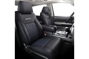 Huidasource Car Seat Covers for Dodge Ram, Front & Rear Full Set Waterproof Leather Pickup Seat Protector Interior Seat Cover Fit for 2019-2023 ram 1500 2500 3500 Crew/Mega Cab(Full Set/Black&Blue)