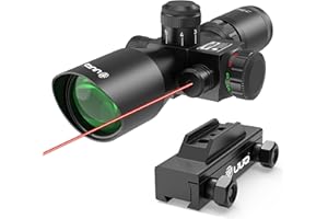 UUQ 2.5-10x40 Rifle Scope with Red/Green Illuminated Mil-dot with Red Laser Combo-Green Lens Color,Tactical Scope for Gun Air