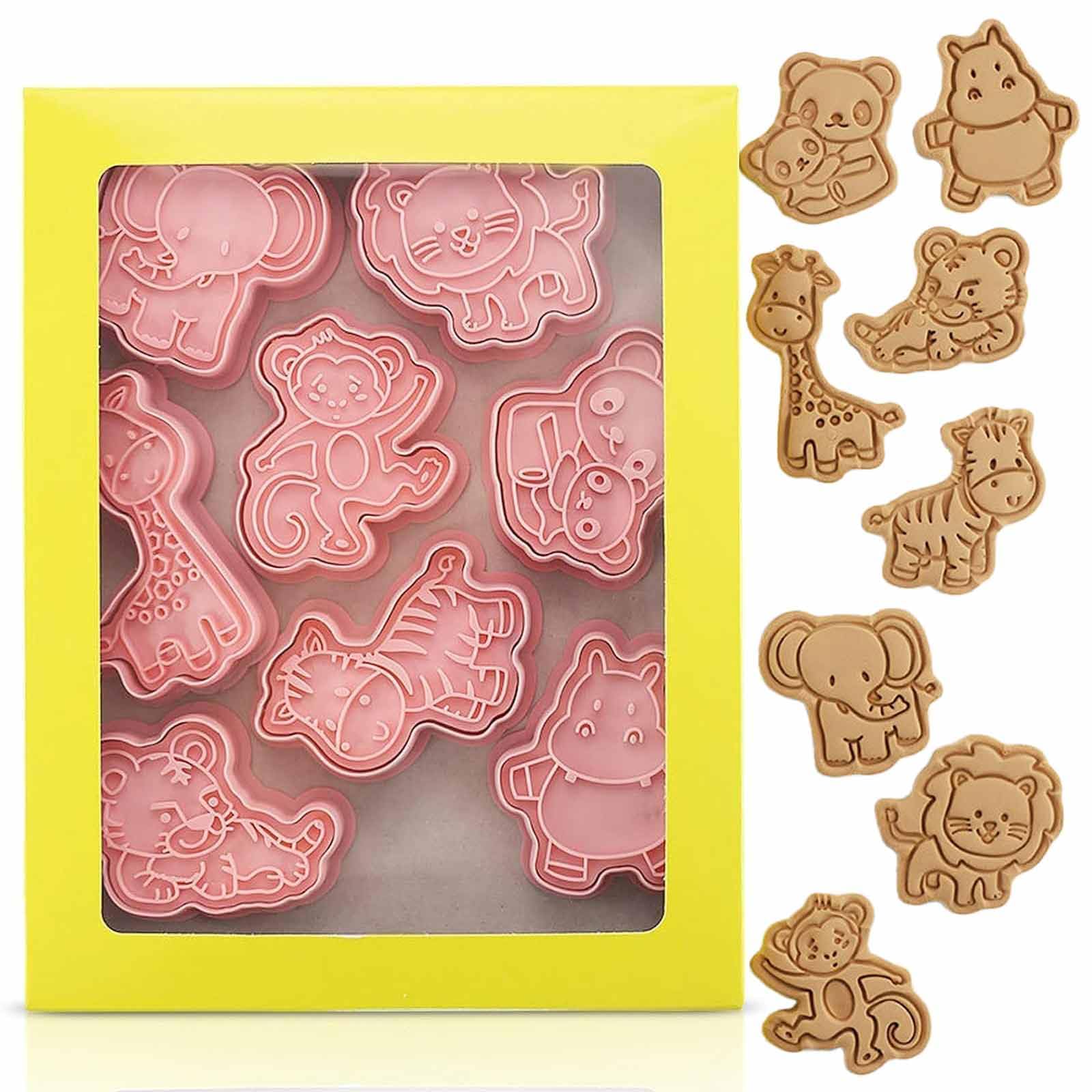 8Pcs Animal Cookie Cutters,Cookie Cutters with Plunger Stamps,3D Animal Embossing Cutters,Moulds Cute Cutters for DIY Chocolate Mould (Animal/8Pcs)
