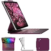 typecase Edge Keyboard Case for iPad 11th Gen A16 (2025) & 10th Gen 10.9" (2022) – Multi-Touch Trackpad, 11-Color Backlit Magic-Style Keyboard – Floating Magnetic Stand, Pencil Holder – Raspberry