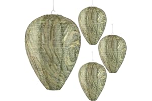 DECYOOL 4 Pack Paper Wasp Nest Decoy Hanging Wasp Nest Stay Away from Wasps Hornets Yellow Jackets