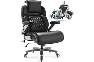 PETHEIVUN Big and Tall Office Chair 700lbs - Adjustable Headrest&Lumbar Support, 3D Flip Arms, Large Wheels &Heavy Duty Metal Base, Ergonomic High Back Computer Chair Desk Chair, Thick Padded Extra Wide Seat
