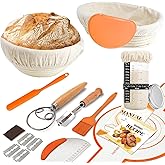 Sumeber Sourdough Bread Baking Supplies Tools,10 Inch Oval & 9 Inch Round Banneton Bread Proofing Basket Set,Bowl Scraper, Silicone Spatula, Baking Mat | Sour Dough Kit & Bread Making Tools