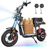 isinwheel H7Pro/H7 Electric Scooter with Seat, 50/43 Miles Range, 40/35 MPH High Speed, 16"/15" Fat Tire Scooter for Adult with Mood Lights, NFC Start, 2000/1500W Motor E Scooter Long Range
