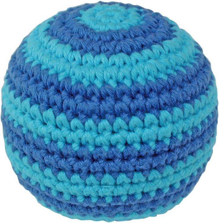 Sindibaba Sindibaba12024 Crochet Rattle Ball with Stripes, 8 cm, Blue, Grey, Small
