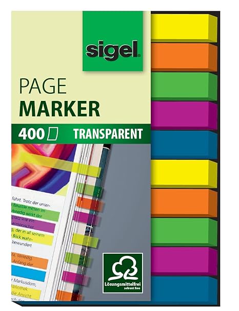 SIGEL HN617 Haftmarker Film, Textstreifen, 1er Pack (400 extra schmale Streifen im Format 6 x 50 mm, 5 Farben - weitere Model