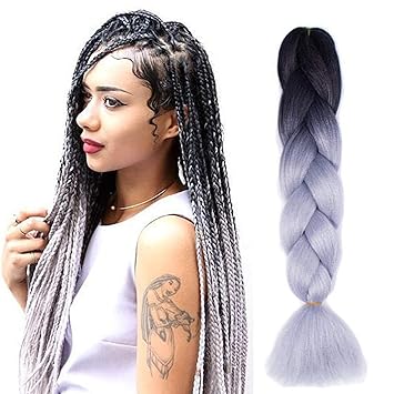 Black To Grey Beautygirl Hair 24 5pcs Lot Omber Braiding Hair