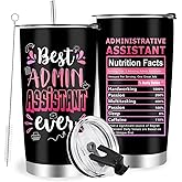 Farecnt Administrative Assistant Gifts Tumbler, Administrative Professional Day Gifts, Coworker Employee Appreciation Gifts, Double Wall Vacuum Tumbler with Lid Straw 20oz