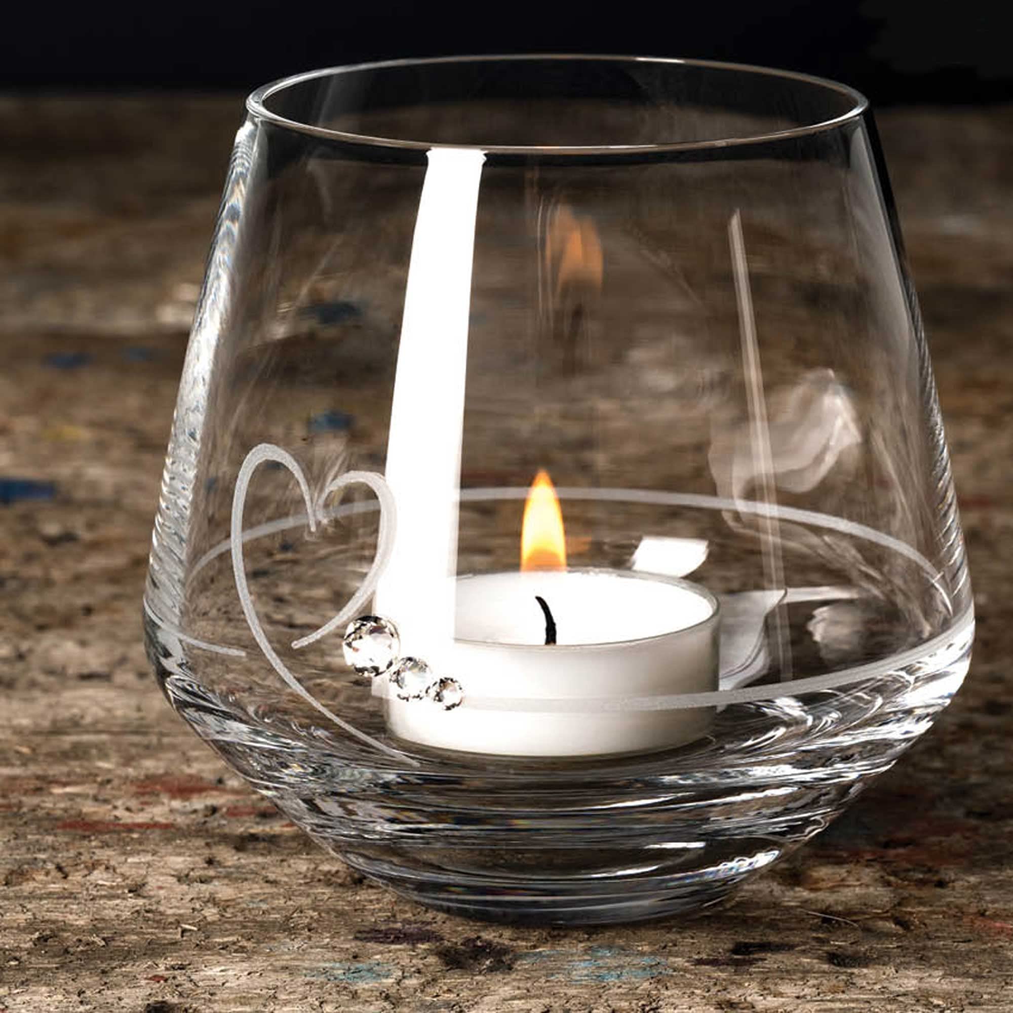 Petit Valentine Heart Votive tealight holder embellished with Swarovski crystals (premium clear cup tealight included) for Valentines Day