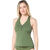 Beach House Swim Nina Ruffled Trim Tankini Top — V-Neck Racerback Swim Top