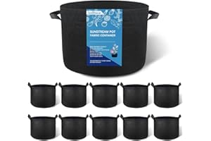SunStream 10-Pack 10 Gallon Heavy Duty Thickened Nonwoven Fabric Pots Grow Bags with Handles