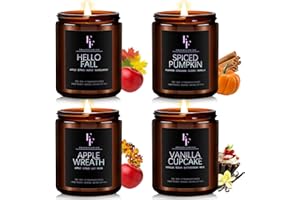 FF FRAGRFLOWING Winter Candles Set, 4 Pack Scented Candles for Home Natural Soy Wax, Holiday Gifts for Women Men, Winter Fragrance of Spice/Vanilla Cupcake/Apple Wreath/Hello Fall