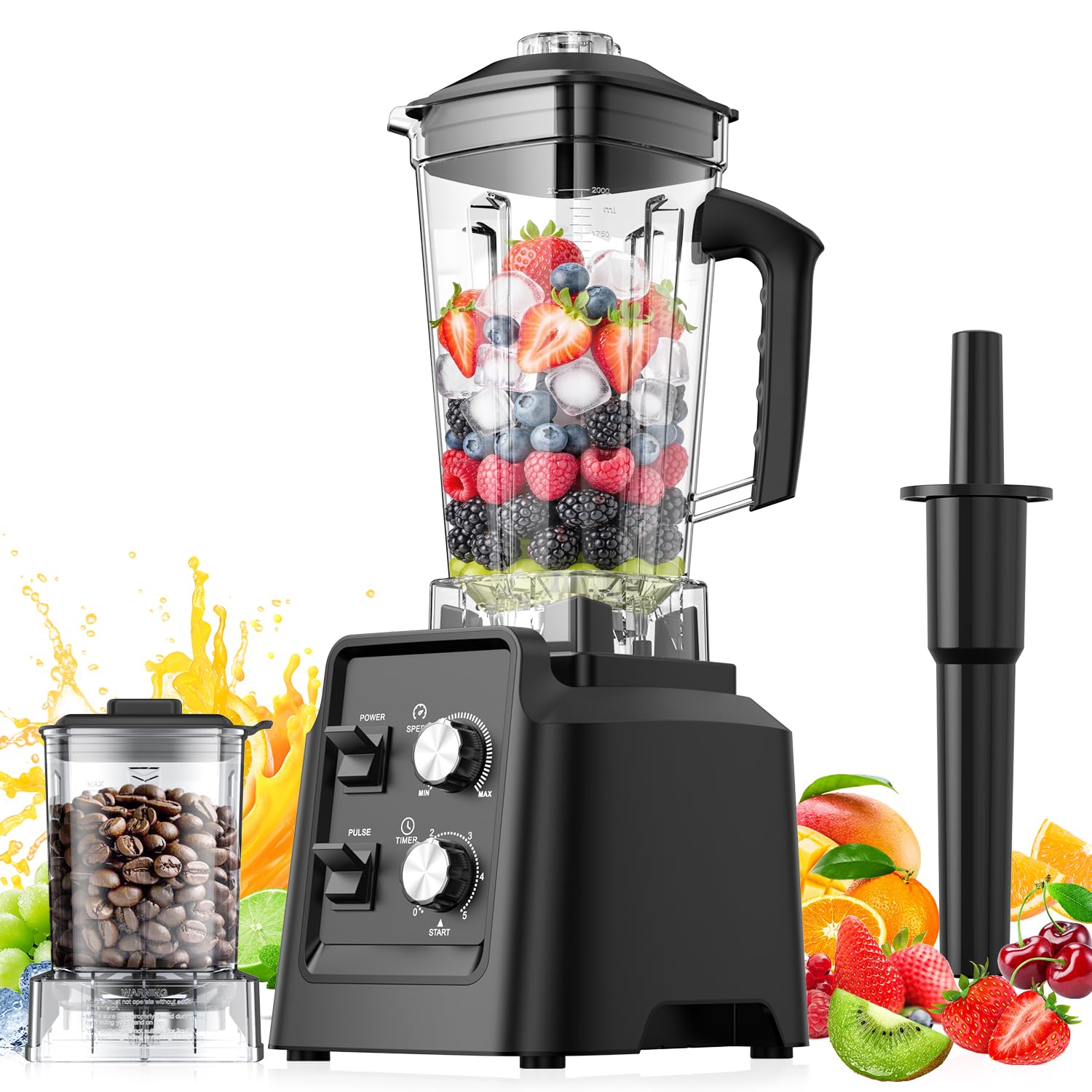 Photo 1 of Blender, 68Oz. Countertop Blenders with 20Oz. Grinder, 28000 RPM Kitchen Blender for Smoothies, Ice Crushing, Frozen Fruits, Self-Cleaning, Speed Adjustable, Black