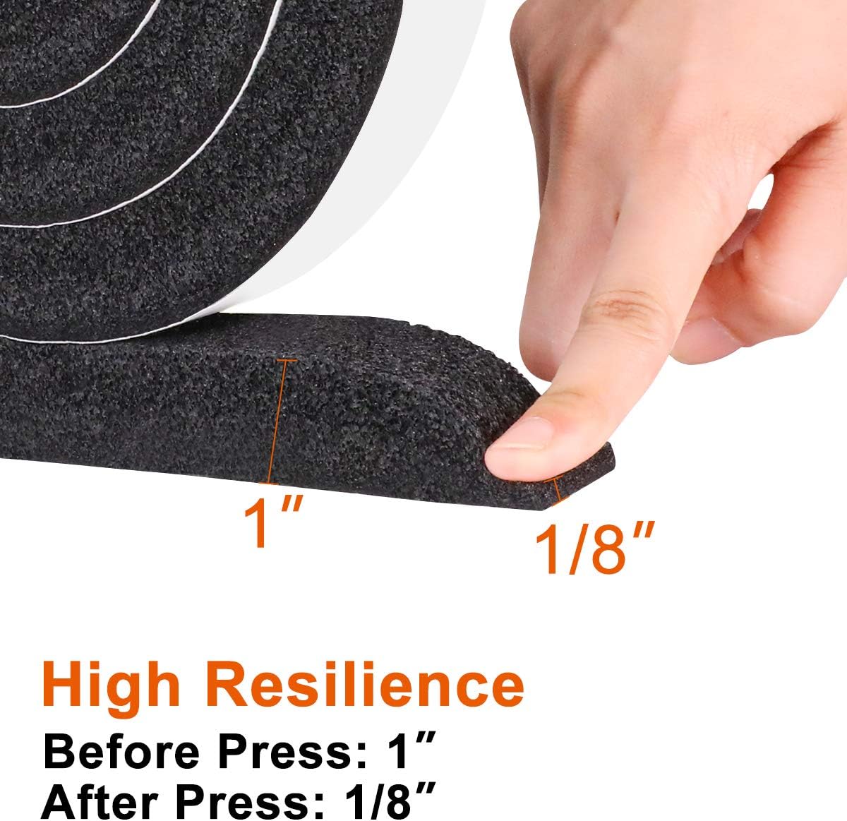 MAGZO Foam Tape Weatherstrip, 1 Inch Wide X 1 Inch Thick Window Air Conditioner Sealer Weather Stripping with High Resilience Soundproofing Total 13 Feet (6.5ft x 2 Rolls) - - 