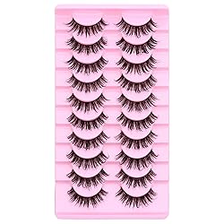 DSLONG 10 Pairs Wet Look Manga Lashes 3D Multi