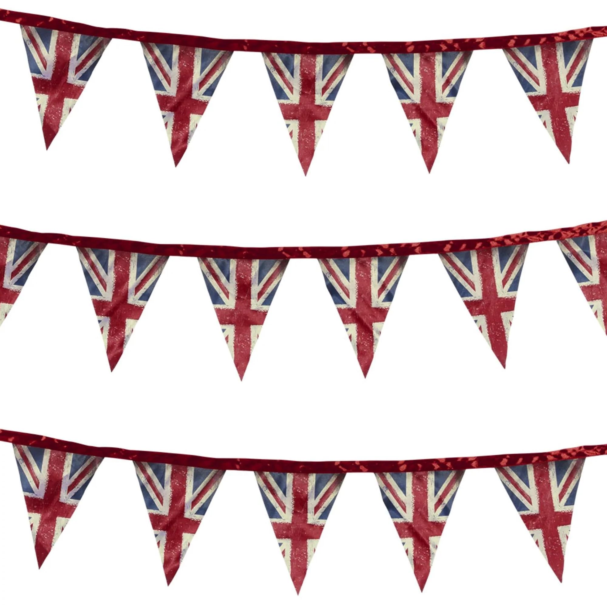 Smiffys Union Jack Fabric Bunting Vintage Style Print, 3 Metres, Satin, Union Jack Fancy Dress, Union Jack Dress Up Party Goods Halloween
