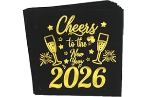 Aisosiks New Years Eve Napkins 2026 Cheers to New Year Napkins Happy New Years Eve Party Supplies Happy New Year Decorations 2026 (5 x 5 in,Gold Foil,50-Pack)