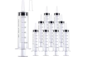 LABAIDER 10 Pack 60ml/cc Plastic Syringe Large Syringes Tools Catheter Tip individually sealed with Measurement for Scientific Labs, Measuring Liquids, Feeding Pets, Oil or Glue Applicator