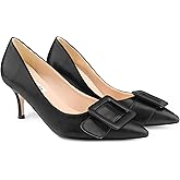 Zzheels Women's Closed Pointed Toe Pumps Kitten Heels Office Wedding Party Shoes