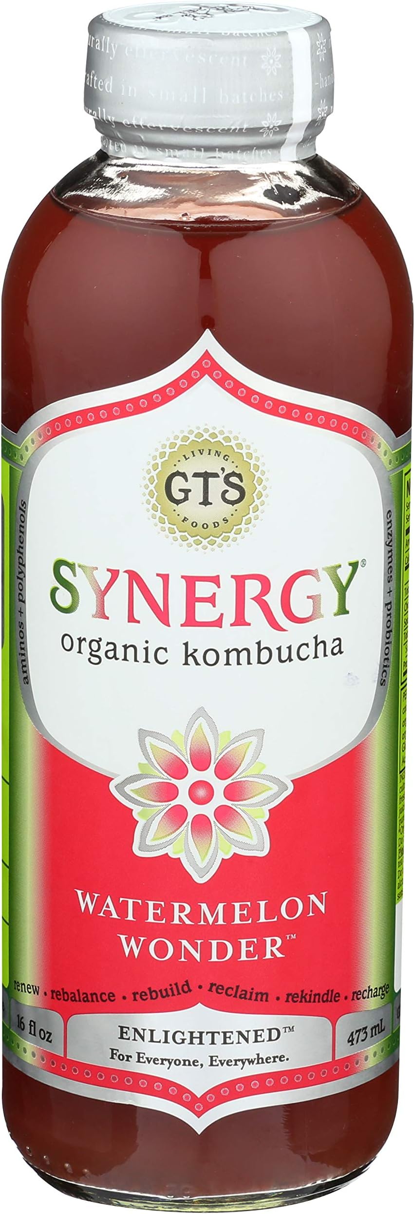 Synergy The Real Kombucha, Watermelon Wonder - 16ozUSDA Organic
