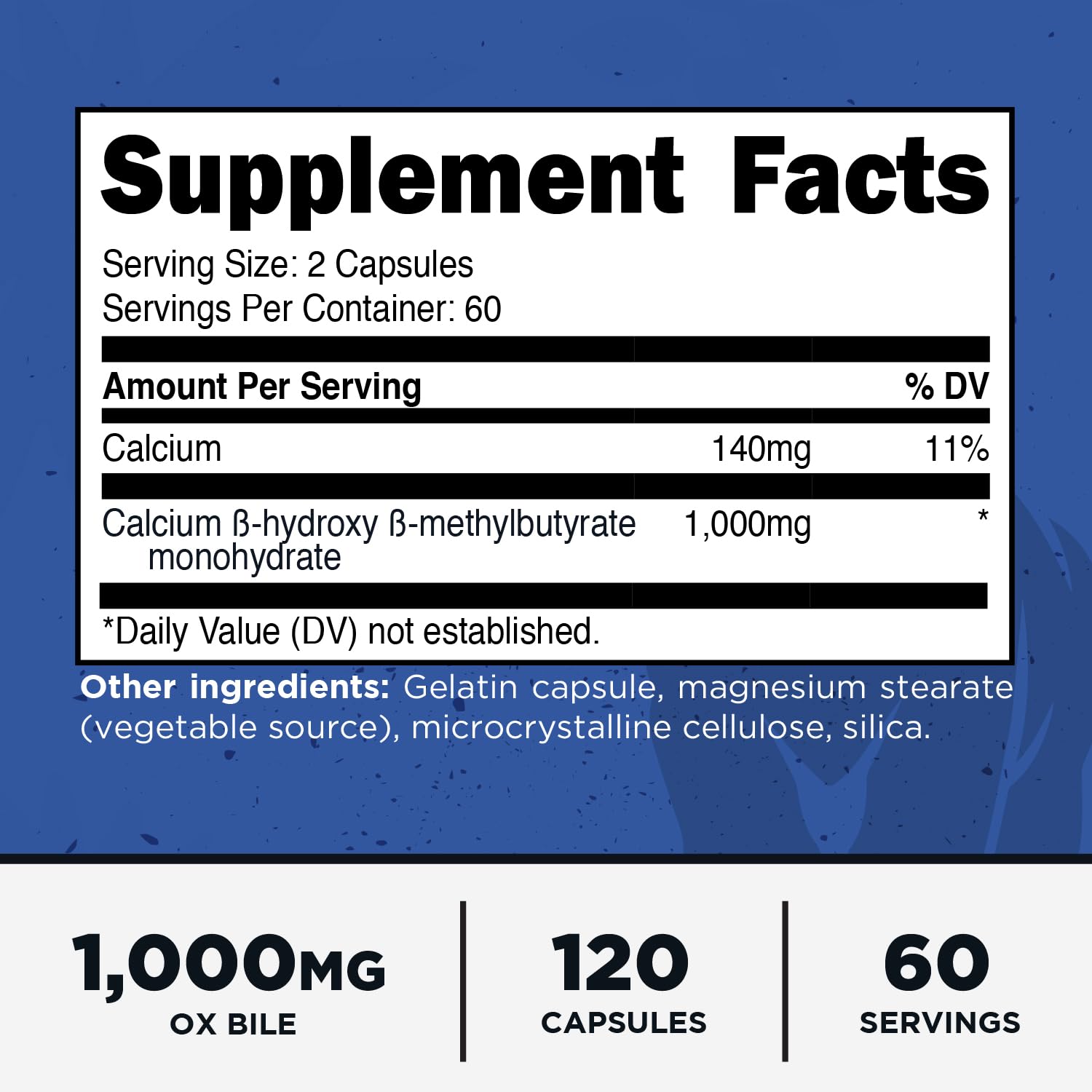 Primal HMB (1000mg, 120 Capsules) | Athlete Formula, Gluten-Free, Non-GMO, 60 Servings