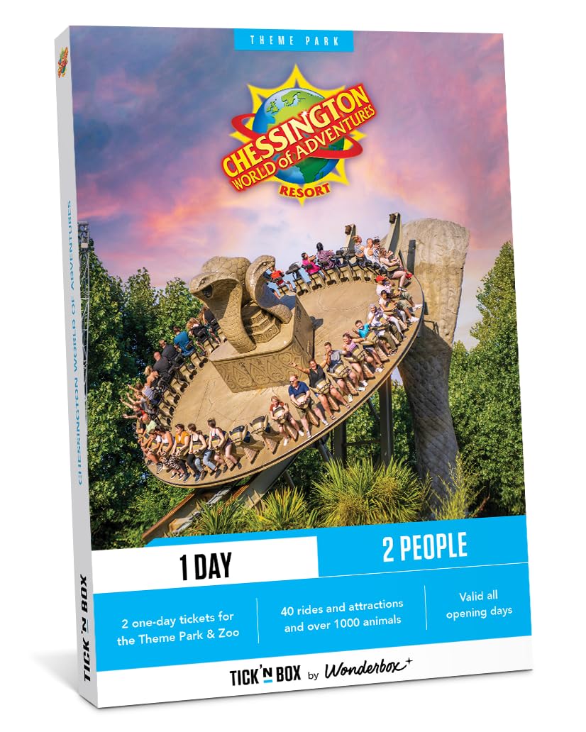 Tick&Box - Gift Box - Chessington World - Visit UK's Wildest Family Adventure - 1 Day Entry for 2 - Unique Idea - Valid for 2 years