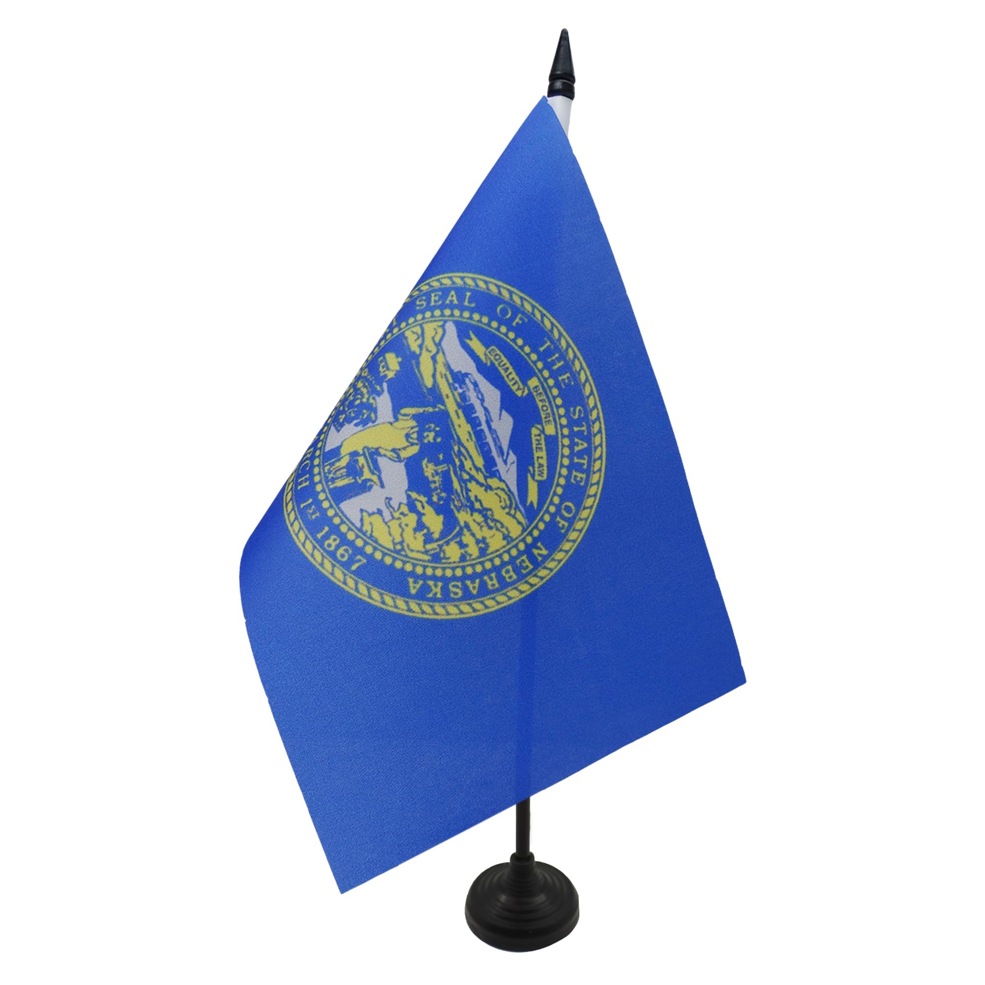 AZ FLAG Nebraska Table Flag 5'' x 8'' - US state of Nebraska Office Decoration 100% Polyester 21 x 14 cm - Mini Desk Flag with Pole and Black Plastic Base — image 1