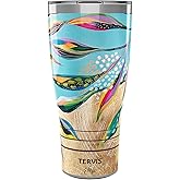 Tervis Traveler EttaVee Golden Leaves Triple Insulated Tumbler Travel Cup Keeps Drinks Cold & Hot, 30oz, Stainless Steel