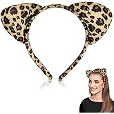 jayuwe Leopard Ear Headband, Fuzzy Animal Headband for Women Adults, Cute Leopard Halloween Ears Costume Accessories for Halloween Christmas Cosplay Costume Party Favors Supplies