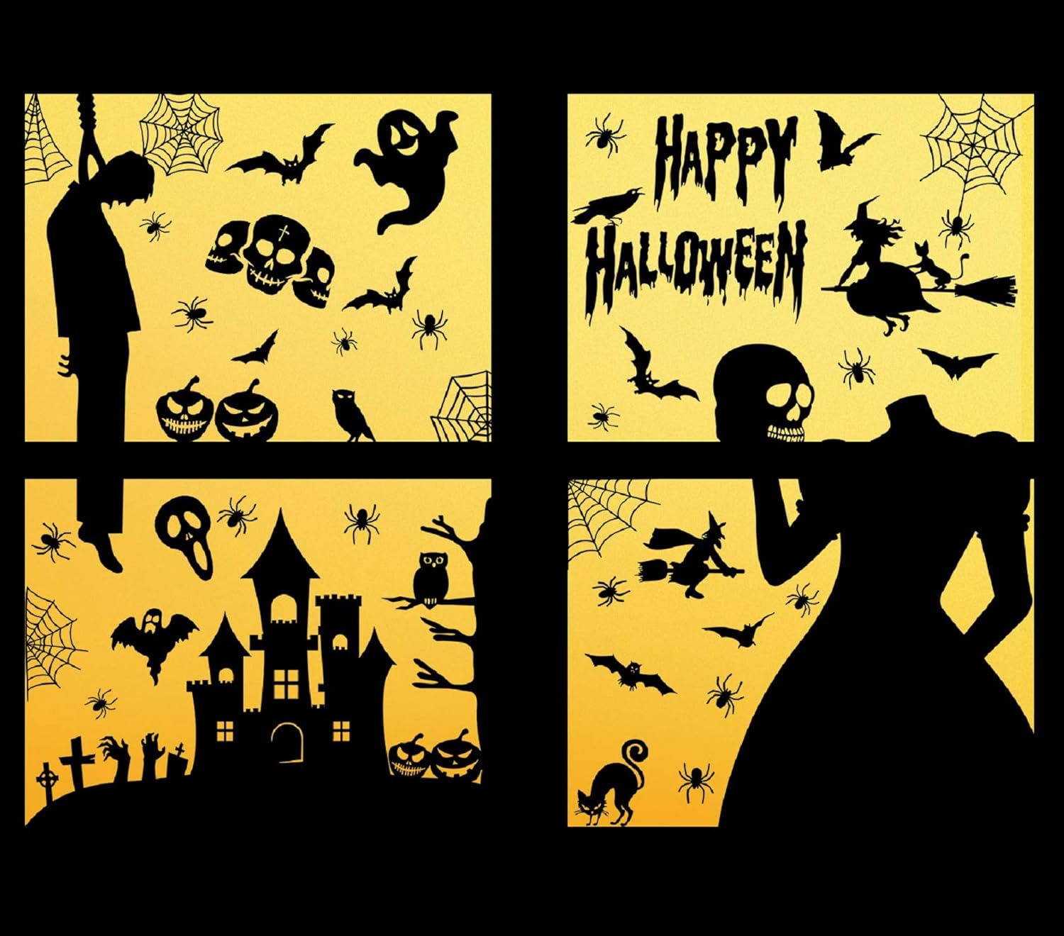 Tuopuda Halloween Window Clings Stickers Decorations Spider Web Bat Black Cat Ghost Party Haunted Houses Decor Supplies Halloween Window Posters Masquerade Party Decoration Sticker Amazon Co Uk Kitchen Home