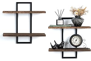 Walasis Decorative Floating Shelves for Bedroom: 2-Tier Display Hanging Shelves Storage for Home Office Small Space Corner