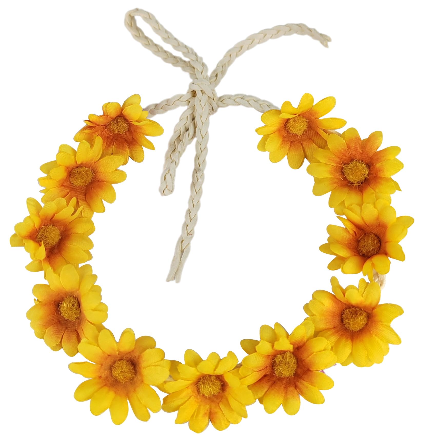 Photo 1 of 1 Pack Flower Headband, Flower Crown, Sunflower Headpiece, Daisy Crown for Women, Girls, Hippie Accessories (Yellow, M)