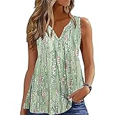 ETCYY Women Tank Tops 2026 Spring Clothes Summer V Neck Pleated Shirts Button Down Dressy Casual Sleeveless Blouse