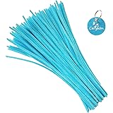 Carykon 100 Pieces Fuzzy Chenille Stems Pipe Cleaners for Arts and Crafts (Light Blue)