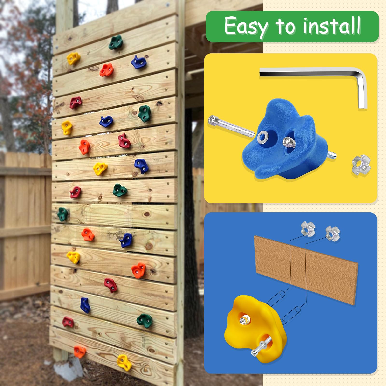 Trymaker Rock Climbing Holds, 30PCS Climbing Wall for Kids, Climbing Set for Adult Indoor and Outdoor(Large Size)